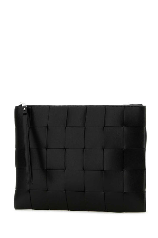 BOTTEGA VENETA LARGE INTRECCIO LEATHER WRISTLET POUCH