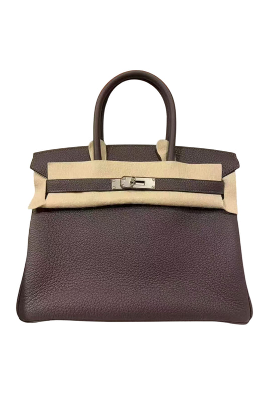 BIRKIN 30 CHOCOLATE TOGO PALLADIUM HARDWARE STAMP W25